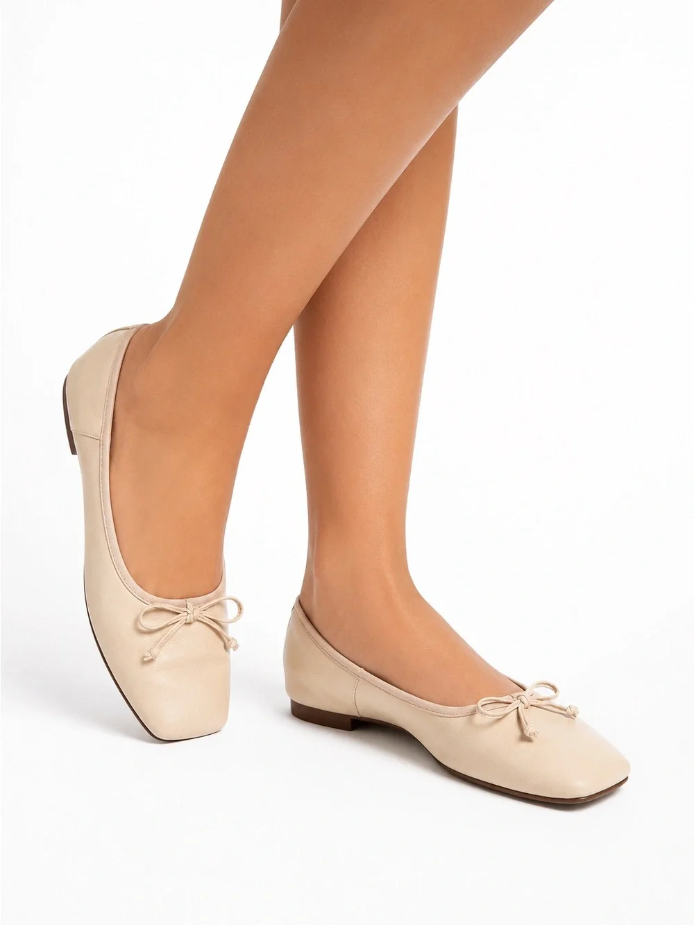 Circus by Sam Edelman Beige Cream Square Toe Ballet Flats with Bow Size 10 - Picture 10 of 11